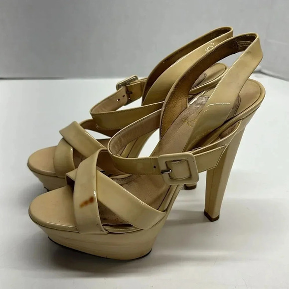 Christian Louboutin Heels High Heel Shoes Leather Open Toe Ankle Strap Cream 35 - Picture 4 of 12